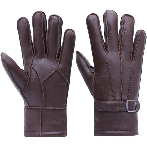 Other - Harssidanzar Men's Winter Leather Gloves Sheepskin Warm Shearling Lined SM04
